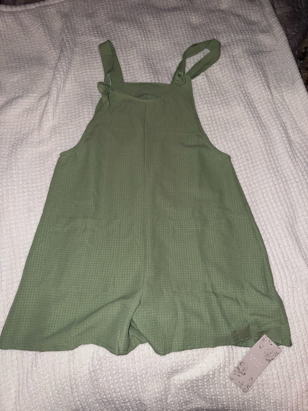 Olive Green Cotton-Blend Romper Jumpsuit for Women